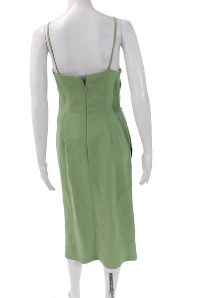 Marella Women Slip Dress Green Square Neck Sleeveless Mid-Calf Size 0