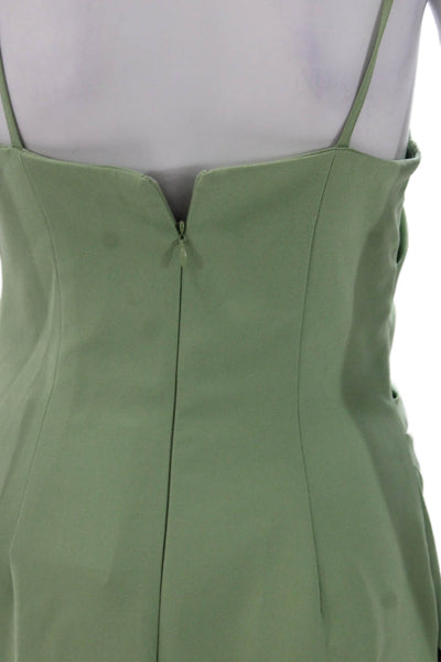 Marella Women Slip Dress Green Square Neck Sleeveless Mid-Calf Size 0