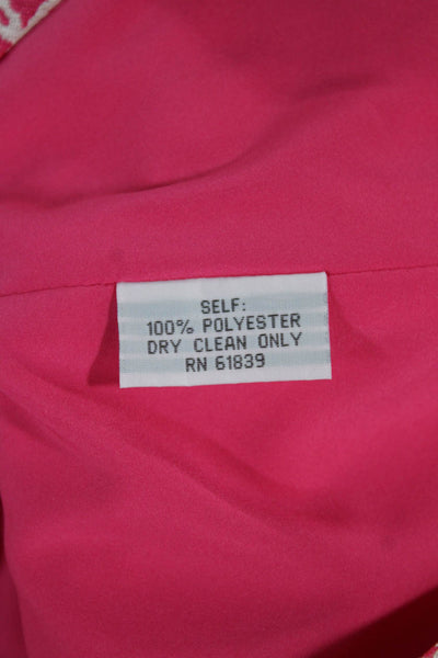 Teri Jon Women Pink Floral Polyester Overcoat Long Sleeve Button Size 6