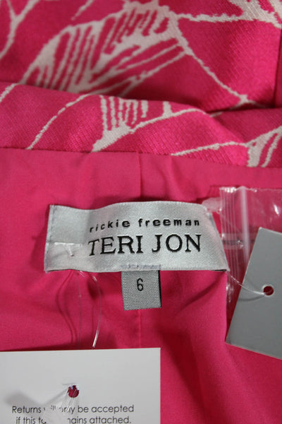 Teri Jon Women Pink Floral Polyester Overcoat Long Sleeve Button Size 6