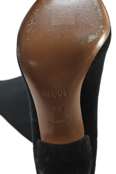 Neous Womens Square Toe Pull-On Knee High Heeled Boots Black Size 6.5