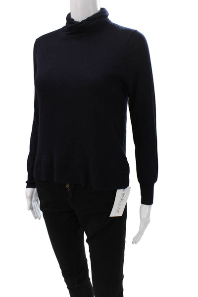Zara Knit Women Blue Modal Turtleneck Pullover Long Sleeve Size M