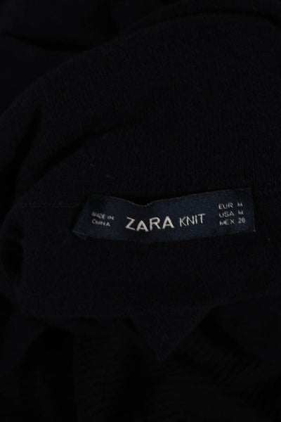 Zara Knit Women Blue Modal Turtleneck Pullover Long Sleeve Size M