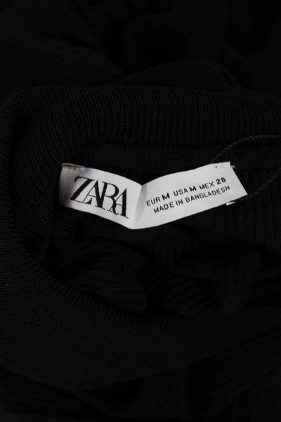 Zara Womens Pullover Sweater Black Turtleneck Long Sleeve Size M