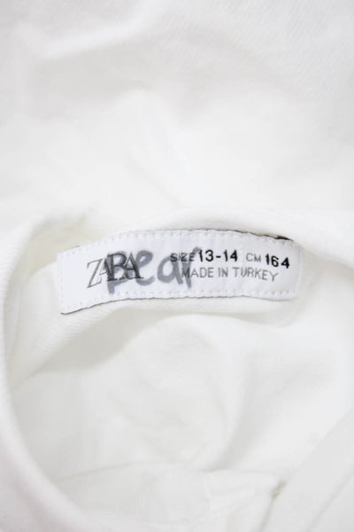 Zara Childrens Boys Long Sleeves Button Down Dress Shirt White Size 13-14