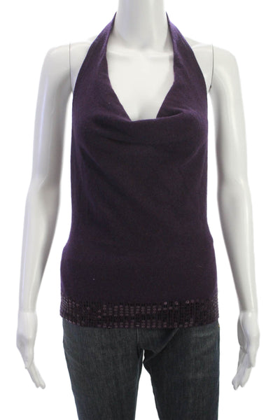 Laundry Women Cashmere Halter Tank Sleeveless Purple Basic Pullover Size M