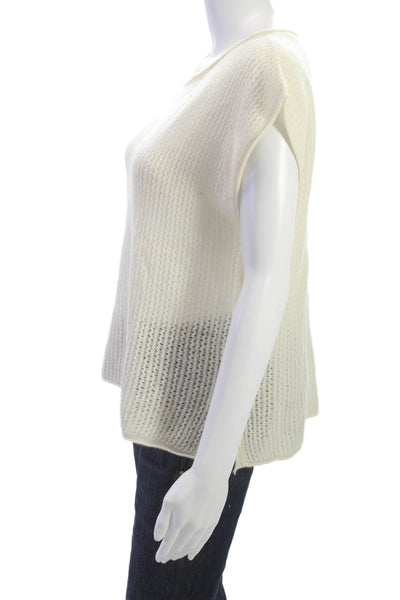 Calypso Saint Barth Women Cashmere Scoop Neck T-Shirt Ivory Size XS