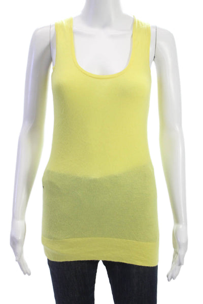 Henri Bendel Women Scoop Neck Cashmere Tank Sleeveless Yellow Size M