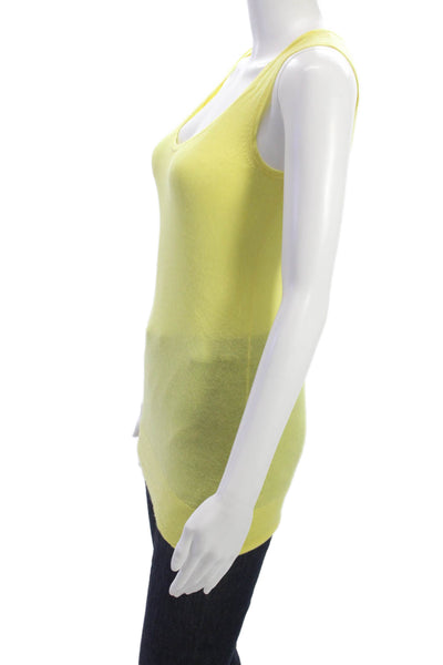 Henri Bendel Women Scoop Neck Cashmere Tank Sleeveless Yellow Size M