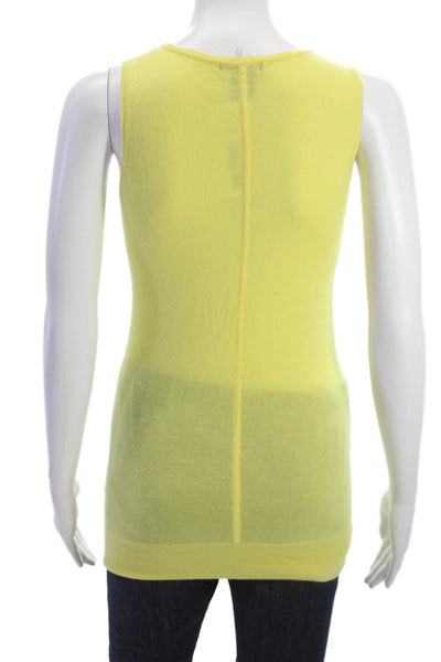 Henri Bendel Women Scoop Neck Cashmere Tank Sleeveless Yellow Size M