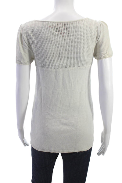 Juicy Couture Women Henley Short Sleeve Basic T-Shirt Ivory Size M