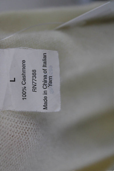 J Crew Women Basic Ivory 100% Cashmere Crew Neck Short Sleeve T-Shirt Size L