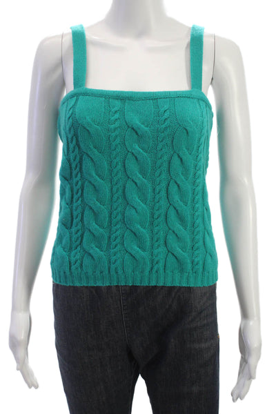 Worth Women Basic Cashmere Square Neck Sleeveless Tank Green Size M