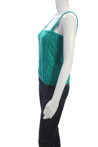 Worth Women Basic Cashmere Square Neck Sleeveless Tank Green Size M