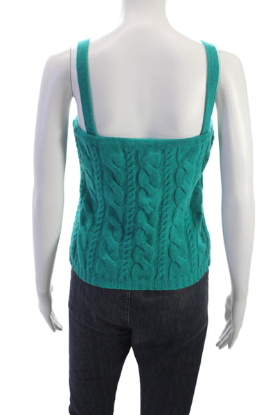 Worth Women Basic Cashmere Square Neck Sleeveless Tank Green Size M