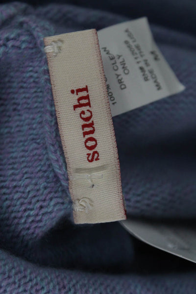 Souchi Women Basic Cashmere Square Neck Sleeveless Tank Top Blue Size M