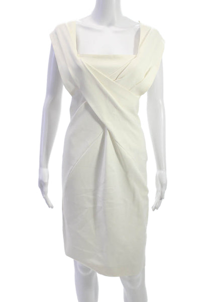 Donna Karan New York Womens Sheath Dress Ivory Square Neck Sleeveless Size 8
