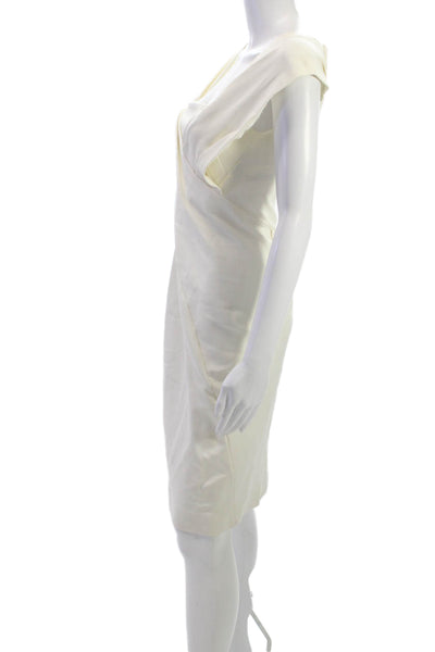 Donna Karan New York Womens Sheath Dress Ivory Square Neck Sleeveless Size 8