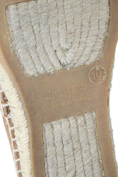 J Crew Womens Suede Slip On Espadrille Flats Brown Size 10