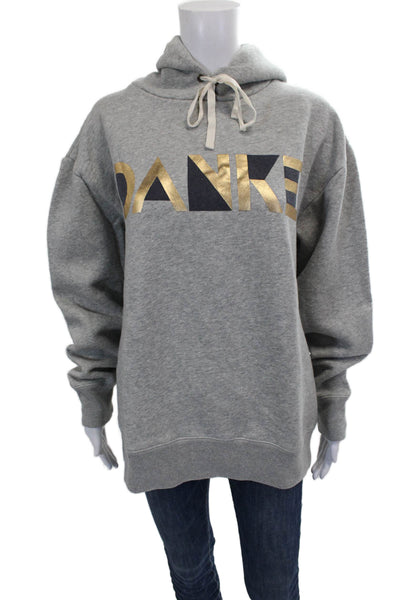 J Crew Womens Pullover Hoodie Gray Cotton Crewneck Long Sleeve Size L