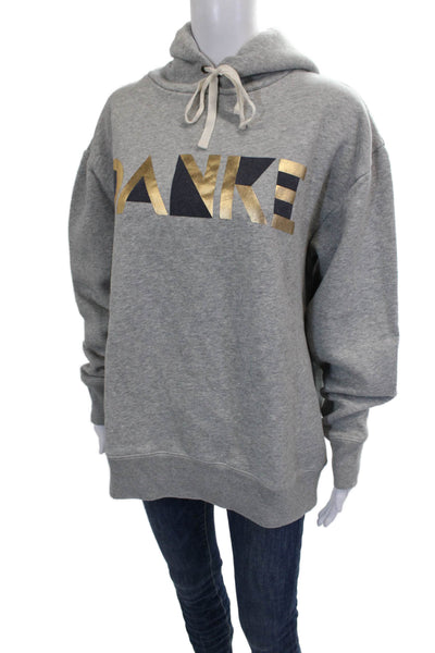 J Crew Womens Pullover Hoodie Gray Cotton Crewneck Long Sleeve Size L