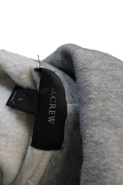 J Crew Womens Pullover Hoodie Gray Cotton Crewneck Long Sleeve Size L