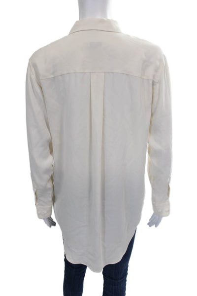 Equipment Femme Women Silk Collared Button-Up Blouse Ivory Long Sleeve Size XS