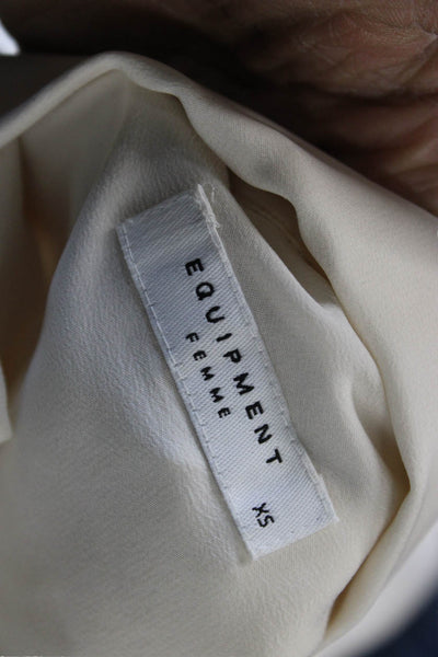 Equipment Femme Women Silk Collared Button-Up Blouse Ivory Long Sleeve Size XS