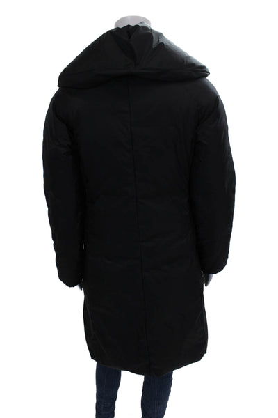Cole Haan Womens Black Nylon Puffer Jacket Snap Closure Long Sleeve Size S