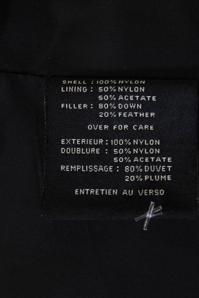 Cole Haan Womens Black Nylon Puffer Jacket Snap Closure Long Sleeve Size S