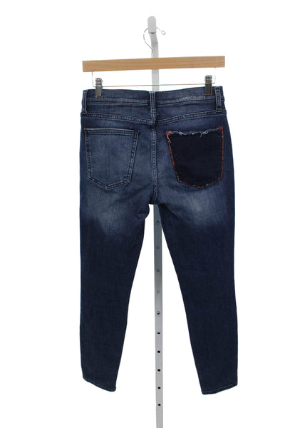 Current/Elliott Womens Skinny Plaid Denim Jeans Button Size 27