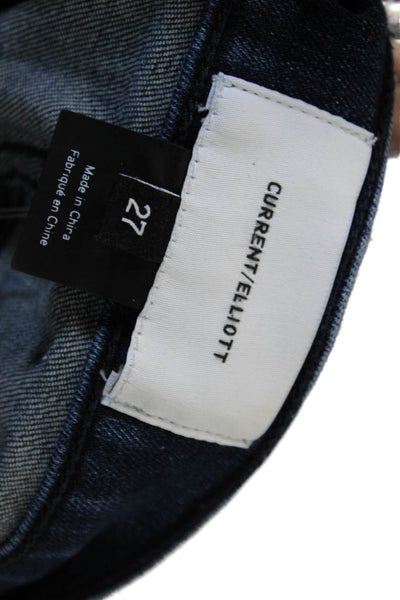 Current/Elliott Womens Skinny Plaid Denim Jeans Button Size 27