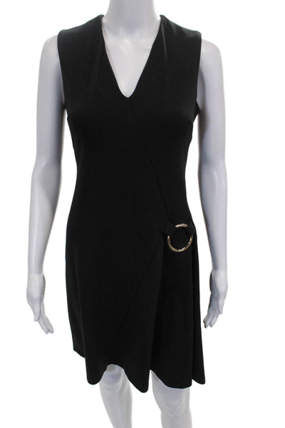 Calvin Klein Women Black Sheath Dress V-Neck Sleeveless Zip Size 6