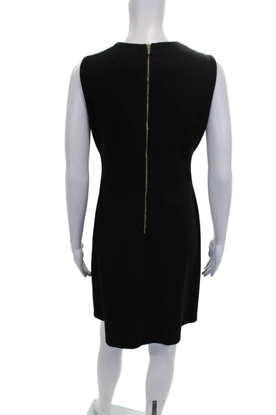 Calvin Klein Women Black Sheath Dress V-Neck Sleeveless Zip Size 6