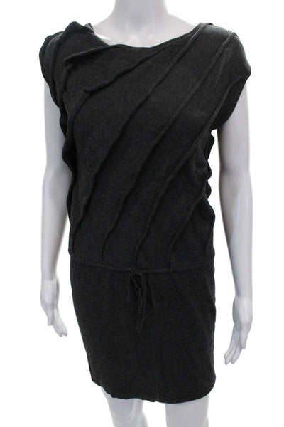 Max Studio Women Sweater Dress Gray Short Sleeve Round Neck Size XS