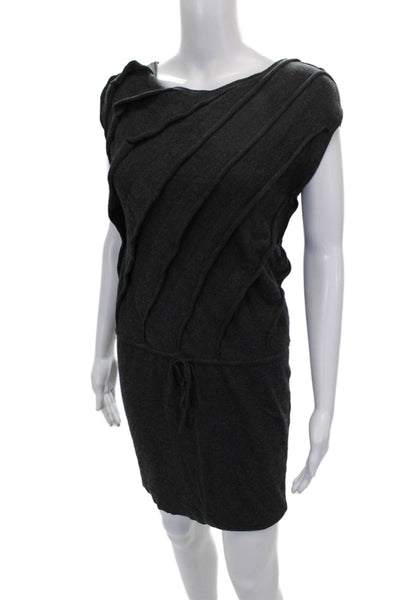 Max Studio Women Sweater Dress Gray Short Sleeve Round Neck Size XS