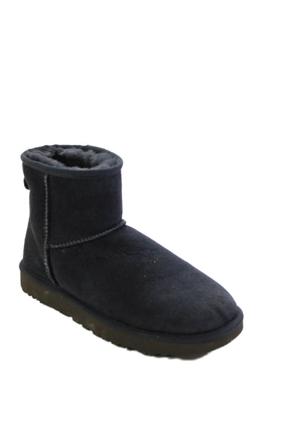 UGG Australia Womens Slip On Shearling Lined Suede Boots Navy Blue Size 8