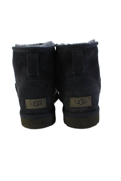 UGG Australia Womens Slip On Shearling Lined Suede Boots Navy Blue Size 8