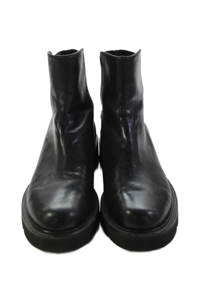 Stuart Weitzman Womens Slip On Block Heel Leather Ankle Boots Black Size 7.5