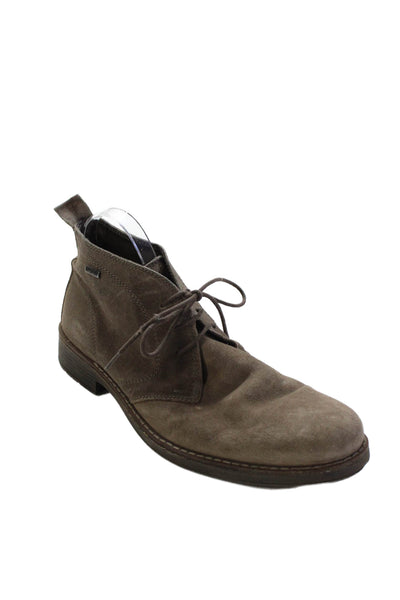 1901 Mens Lace Up Round Toe Waterproof Ankle Boots Brown Suede Size 44