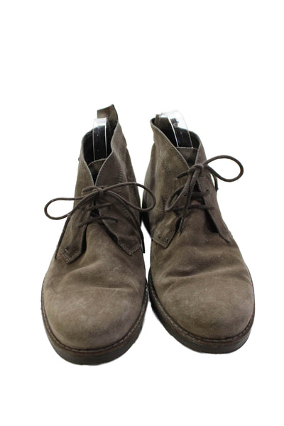1901 Mens Lace Up Round Toe Waterproof Ankle Boots Brown Suede Size 44