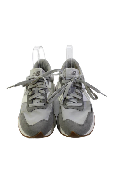 New Balance Womens Lace Up Suede Nylon Logo Trainers Sneakers Gray Size 9.5