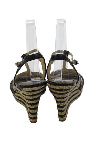 Michael Michael Kors Womens Strappy Wedge Sandals Black Size 8M
