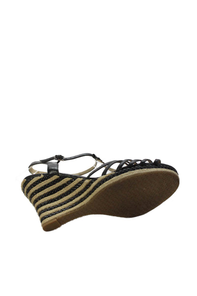 Michael Michael Kors Womens Strappy Wedge Sandals Black Size 8M