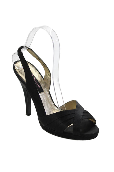 Nina Womens Slip On Slingback Open Toe Heels Black Size 8M