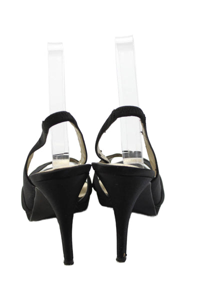 Nina Womens Slip On Slingback Open Toe Heels Black Size 8M