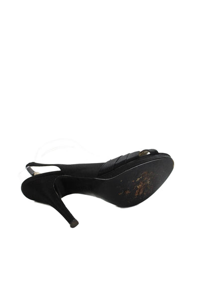 Nina Womens Slip On Slingback Open Toe Heels Black Size 8M