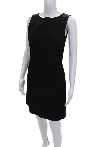 Theory Womens Sleeveless Sheath Dress Black Round Neck Zip Size 2