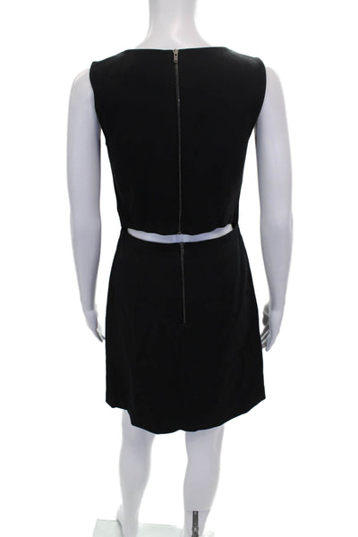 Theory Womens Sleeveless Sheath Dress Black Round Neck Zip Size 2