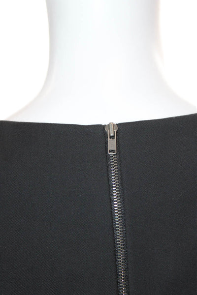 Theory Womens Sleeveless Sheath Dress Black Round Neck Zip Size 2